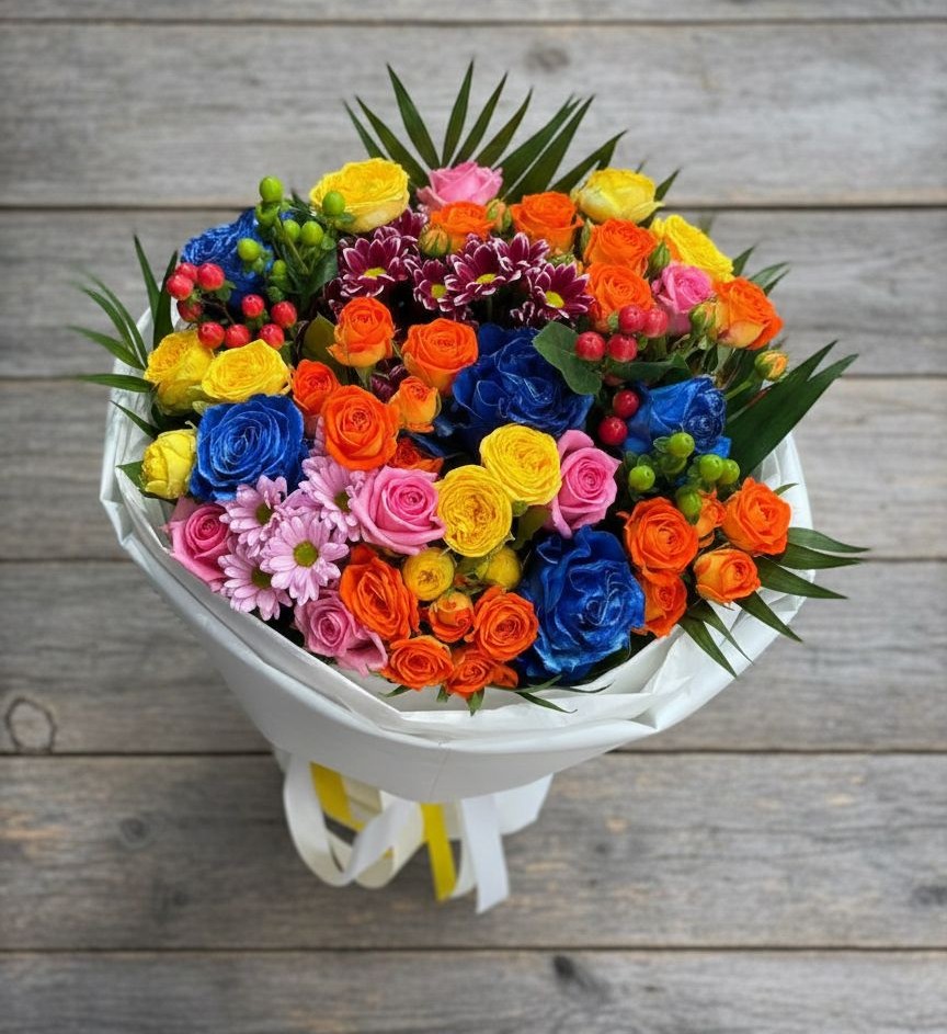 Букет цветов из: Розы и Хризантемы в Новоенисейске