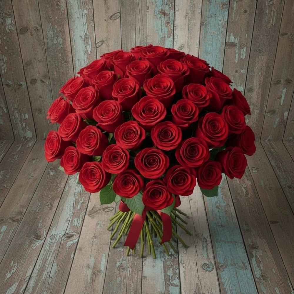 Букет 55 Красных роз Фридом в Новоенисейске