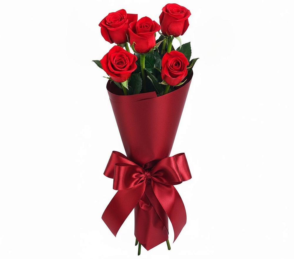 Букет 5 Красных роз Эдлесс Лав в Новоенисейске