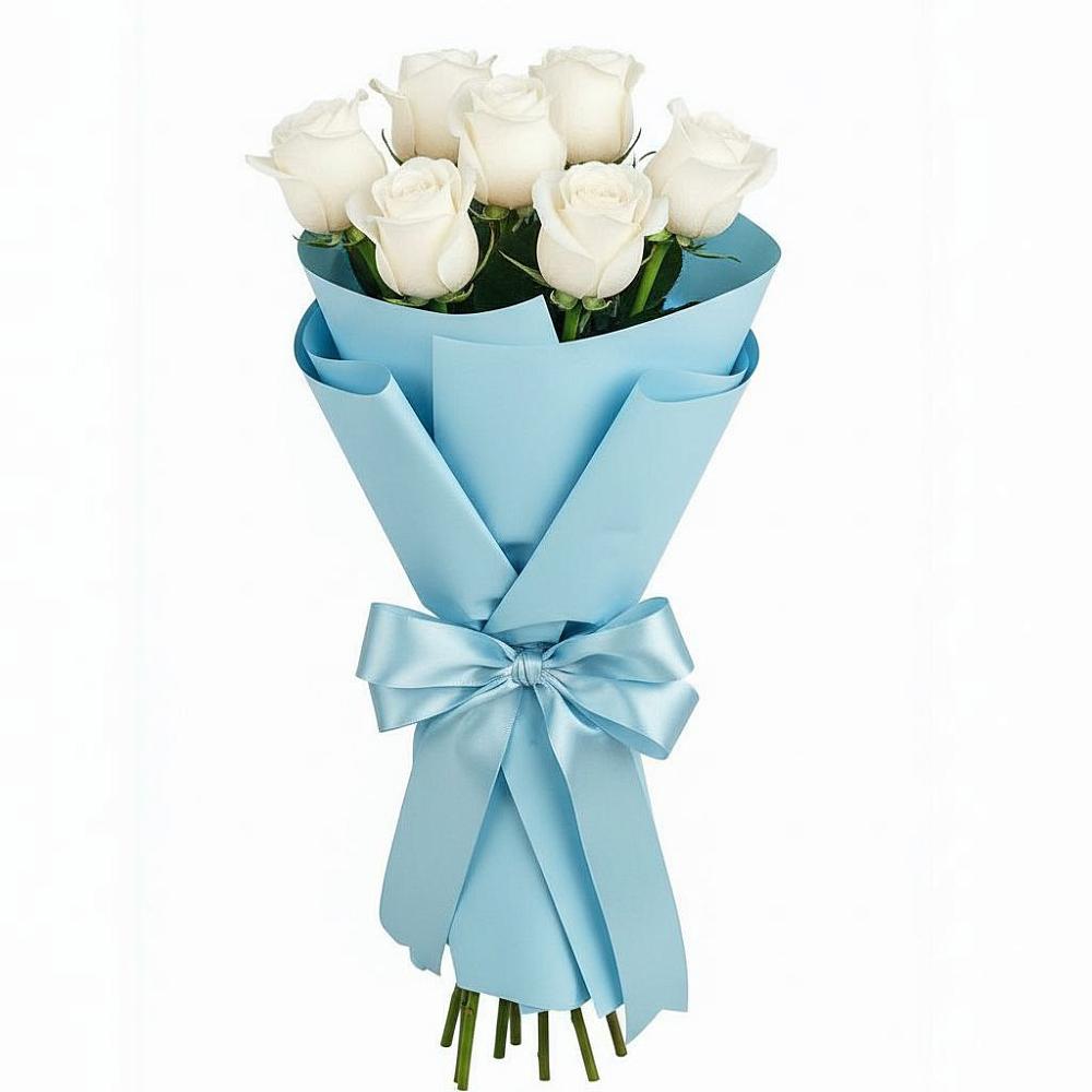 Букет 7 белых роз Проуд в Новоенисейске