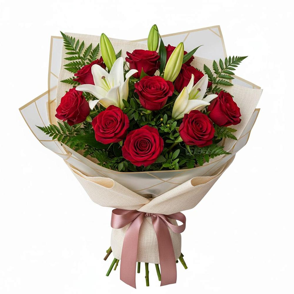 Букет цветов из: Лилии и Розы в Новоенисейске