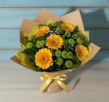 Букет цветов из:  Герберы и Хризантемы в Новоенисейске