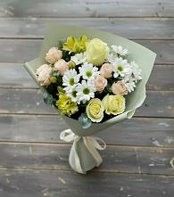 Букет цветов из:  Альстромерии, Розы и Хризантемы в Новоенисейске